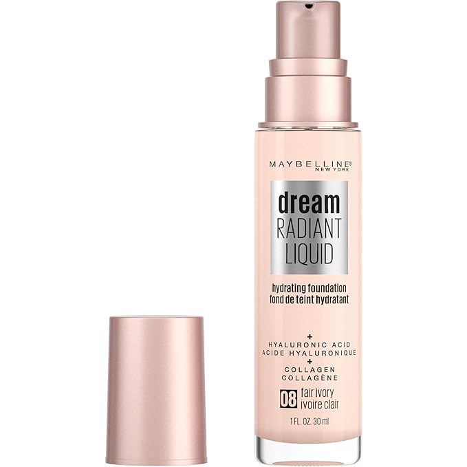 Maybelline Dream Radiant Liquid Medium Coverage Hydrating Makeup, Lightweight Liquid Foundation, Fair Ivory, 1 Count-Velvo Beauty