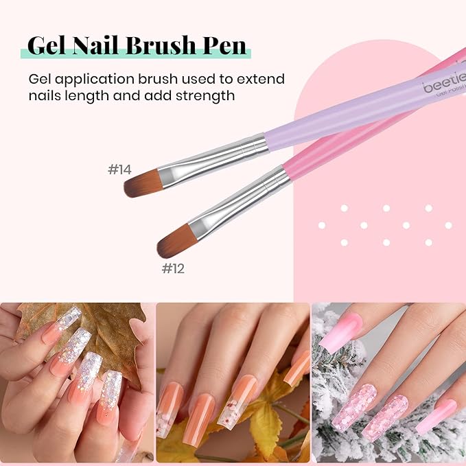 Beetles Gel Nail Brush, 7Pcs Nail Art Brushes, Nail Art Tips Nail Brushes for Nail Art Nail Painting Brush Pen Set for Home and Salon Use Decoration-Velvo Beauty
