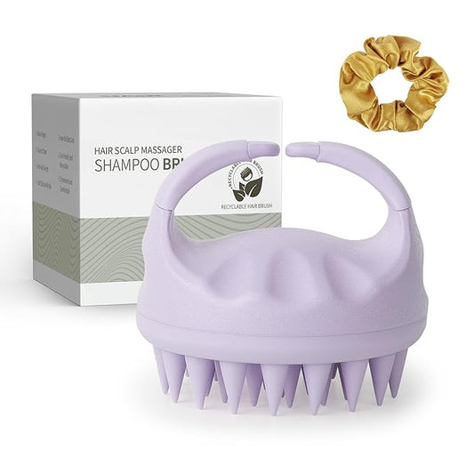 Sndyi Scalp Massager Shampoo Brush, Scalp Scrubber with Soft Silicone Bristles, Scalp Exfoliator for Dandruff Removal, Scalp Massager for Hair Growth, Wet Dry Hair Brush for Scalp Care, Taro Purple-Velvo Beauty