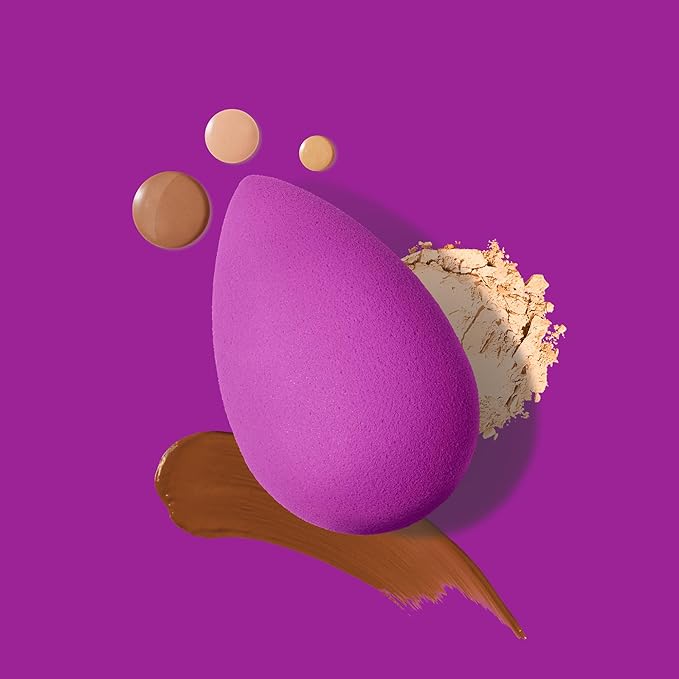 Beautyblender® | Amethyst Beauty Blender Makeup Sponge, Super-Soft Foam Easily Blends Foundations, Powders & Creams, Made in USA, Reusable, Washable, Streak Free Application, Vegan, Cruelty Free-Velvo Beauty