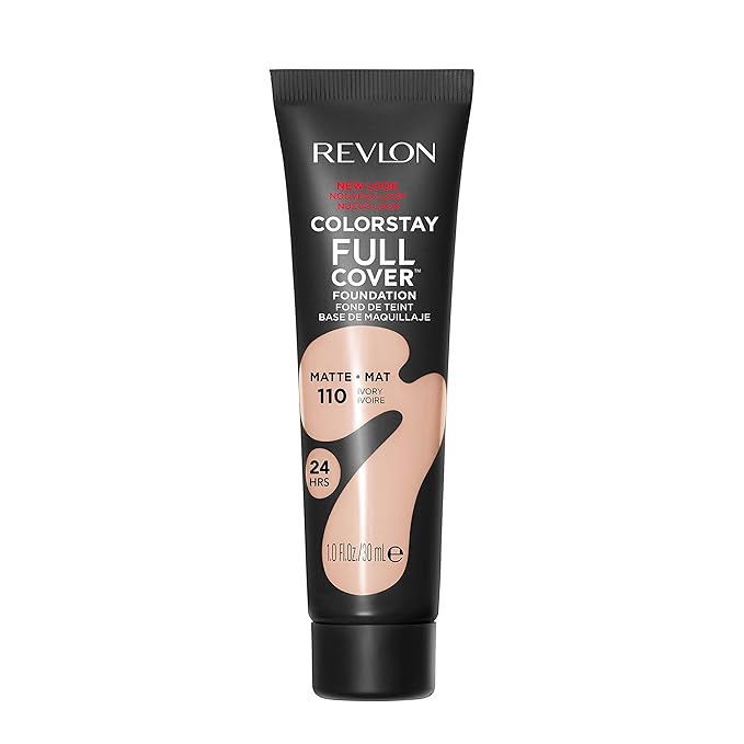 Revlon ColorStay Full Cover Longwear Matte Foundation, Heat & Sweat Resistant Lightweight Face Makeup, Ivory (110), 1.0 oz-Velvo Beauty