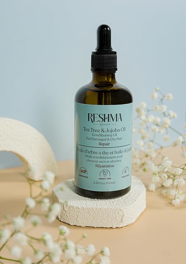 Reshma Beauty Tea Tree & Jojoba Oil – Henna Infused Conditioning Oil for Dry & Damaged Hair | Hydrates, Repairs & Strengthens-Velvo Beauty