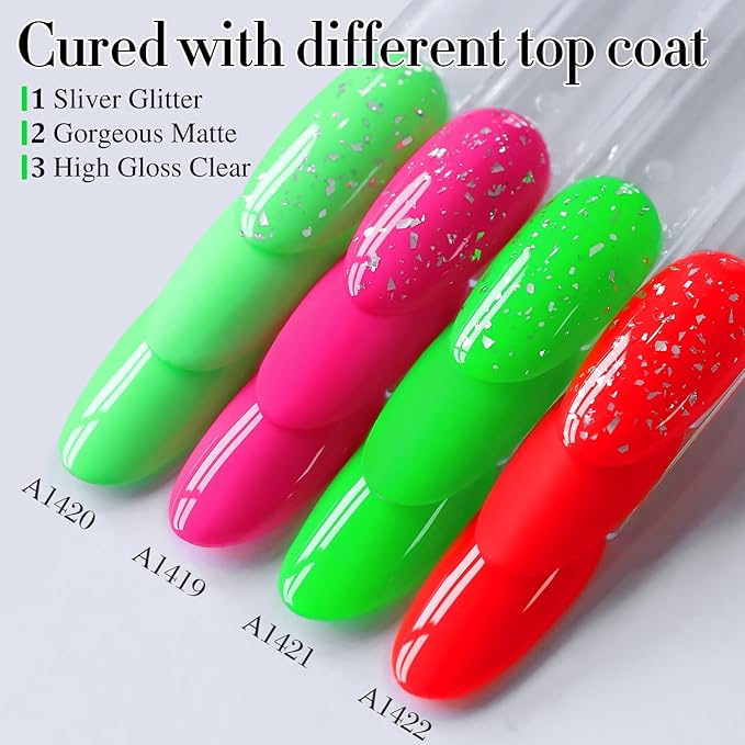 Double Rhythm Translucent Gel Polish Sheer Neutral Natural Light Milky Same Color Same Bottle 15ML Jelly UV Nail Polish Nail Art DIY at Home (Neon Glow Green-A1421)-Velvo Beauty