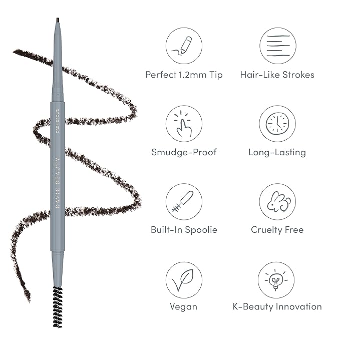 Easy Everyday™ Brow Pencil - Best Eyebrow Pencil for Women, Smudge Proof Hair-Like Strokes, 1.2mm Precision Tip with Spoolie, Vegan (Dark Brown)-Velvo Beauty