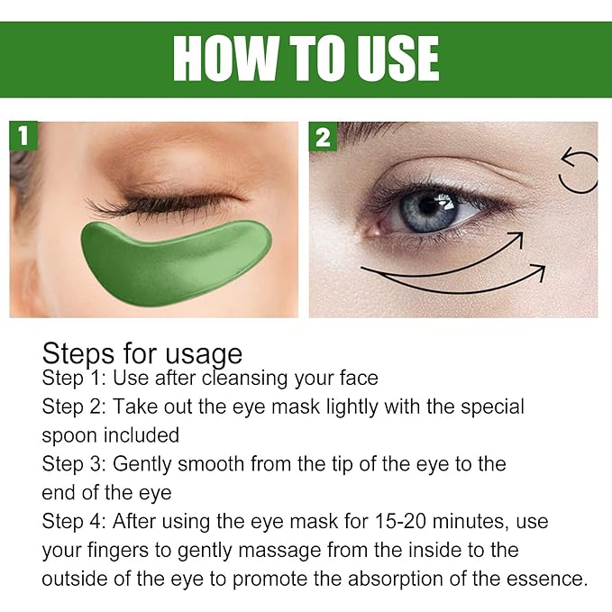 Seaweed Eye Mask, Under Eye Patches with Collagen & Hyaluronic Acid, Seaweed Eye Tightening Mask, Green Eye Gel Pads for Puffiness, Wrinkles, Dark Circles and Bags Under Eyes - 30 Pairs-Velvo Beauty