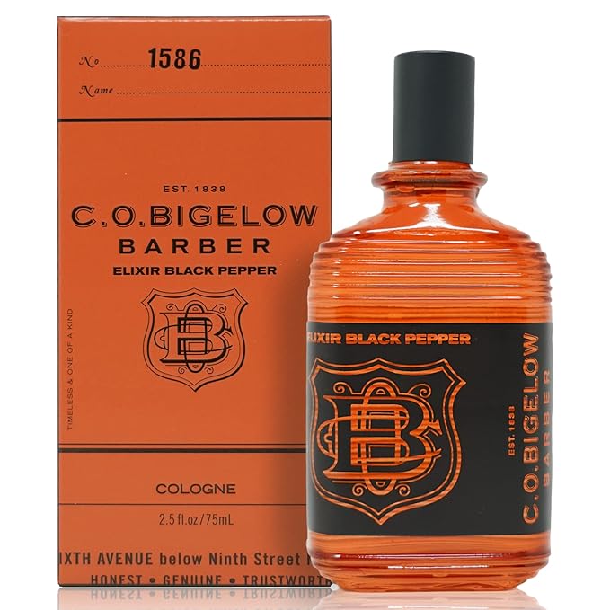 C.O. Bigelow - Elixir Black Pepper - No. 1586, 2.5 fl oz, Cologne for Men, Bourbon & Sandalwood Scented, Masculine, Refined, Long Lasting Mens Cologne-Velvo Beauty