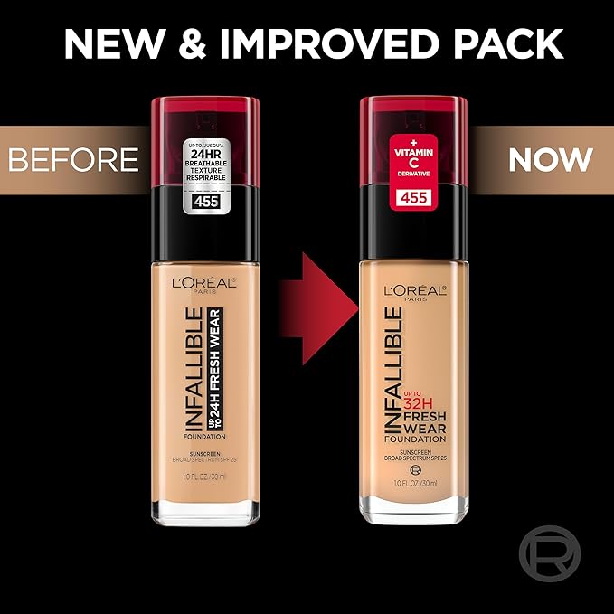 L'Oreal Paris Makeup Infallible Up to 32 Hour Fresh Wear Lightweight Foundation, 525 Deep Golden, 1 Fl Oz, Packaging May Vary-Velvo Beauty