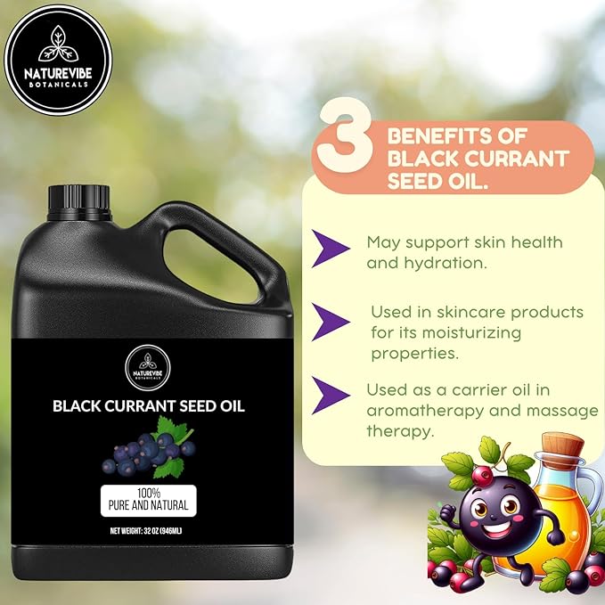 Naturevibe Botanicals Black Currant Oil 32 Ounces | 100% Pure and Natural | Great for Skin Care and Hair Care-Velvo Beauty