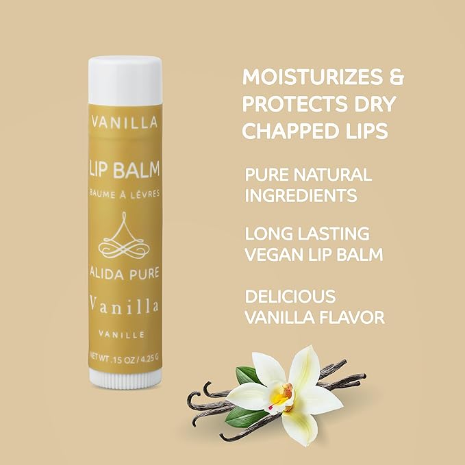 Vanilla Lip Balm Collection, Vegan Lip Balm Set, Beeswax Free, with Avocado Oil, Organic Jojoba Oil, and Vitamin E, Natural Moisturizer for Dry, Chapped Lips, 3 Tube Set-Velvo Beauty