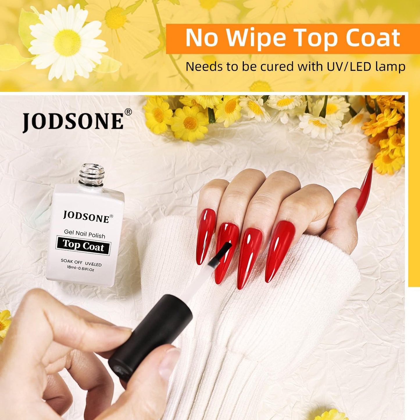 JODSONE 18ml Top Coat Gel Polish No Wipe High Gloss Shine Finish Long Lasting Gel Nail Polish Professional Manicure for Home DIY and Nail Salon-Velvo Beauty