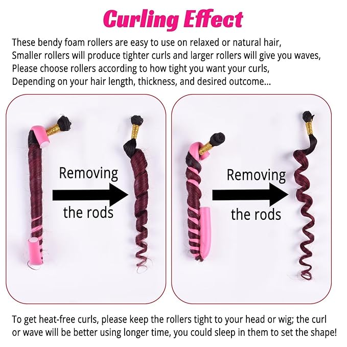 30PCS 9.45" Flexible Curling Rods,Heatless Twist Soft Foam Hair Rollers Home Use for Women Girls Long and Short Hair to Sleep in, (0.55 x 9.45 Inch, 3 Colors)-Velvo Beauty