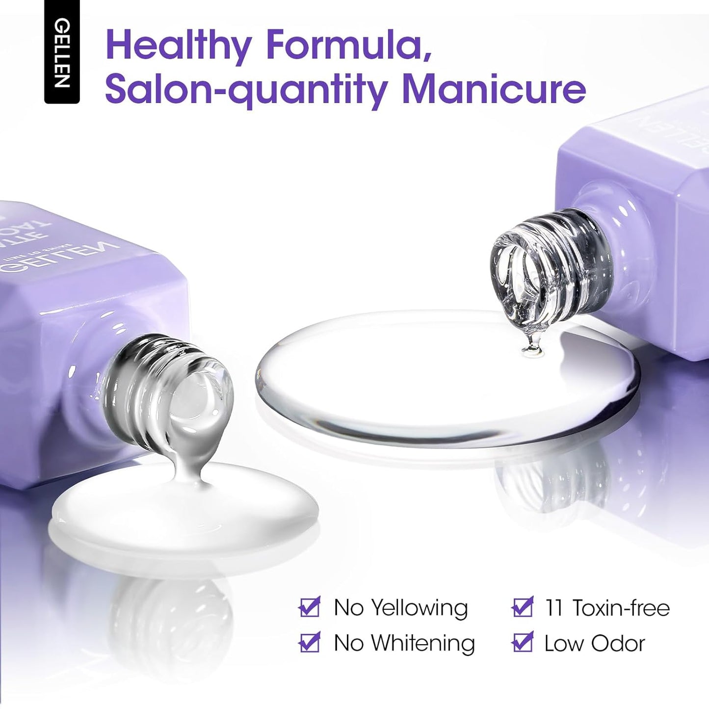 GELLEN Gel Top Coat, 18ml Matte Top Coat Gel & Glossy Top Coat Nail Polish Anti-scratch, Soak Off UV, No Wipe Clear Nail Polish, Super Glossy, DIY at Home Manicure Gifts-Velvo Beauty