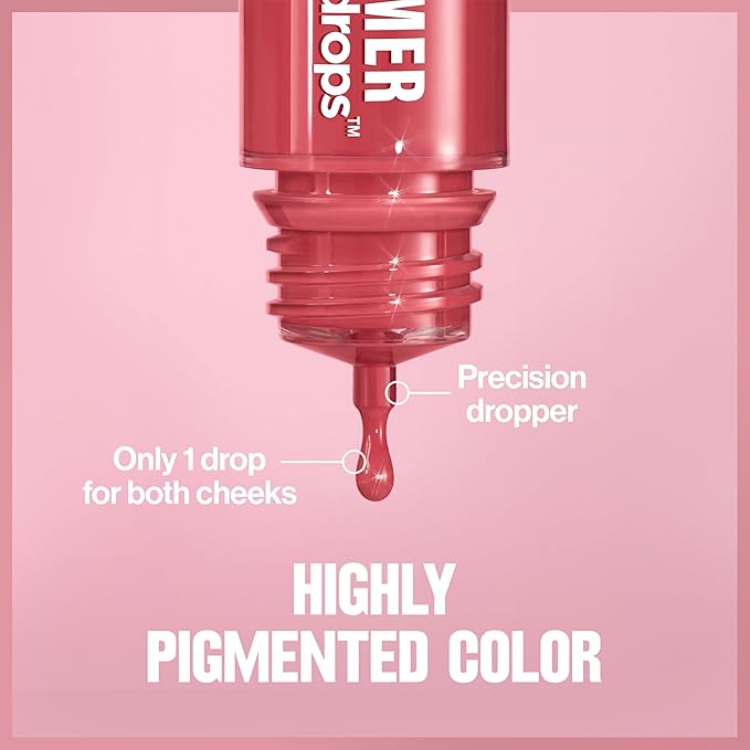 Revlon Glimmer Blush Drops, Liquid Blush for Cheeks, Liquid to Velvety Powder Finish, Glowy, High Pigment, 101 Coralicious, 0.32 fl oz-Velvo Beauty