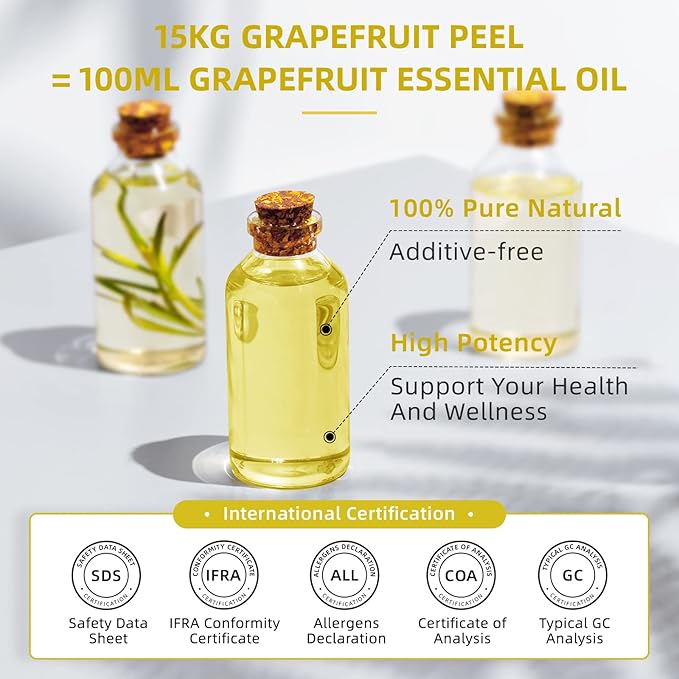 HIQILI 16 Fl Oz Grapefruit Essential Oil, for Diffuser, Skin Care, 100% Pure and Natural-Velvo Beauty