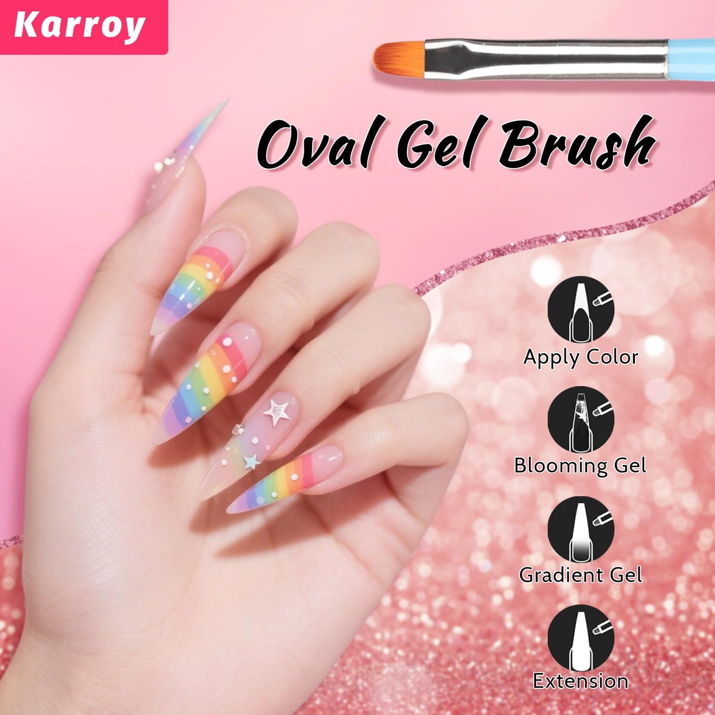 Nail Art Brushes Kit, Multifunctional Nail Brushes for Nail Art Nail Design Brush Gel Nail Brush for Nail Extension Nail Art Liner Brush Dotting Tools for DIY (6PCS Brushes)-Velvo Beauty