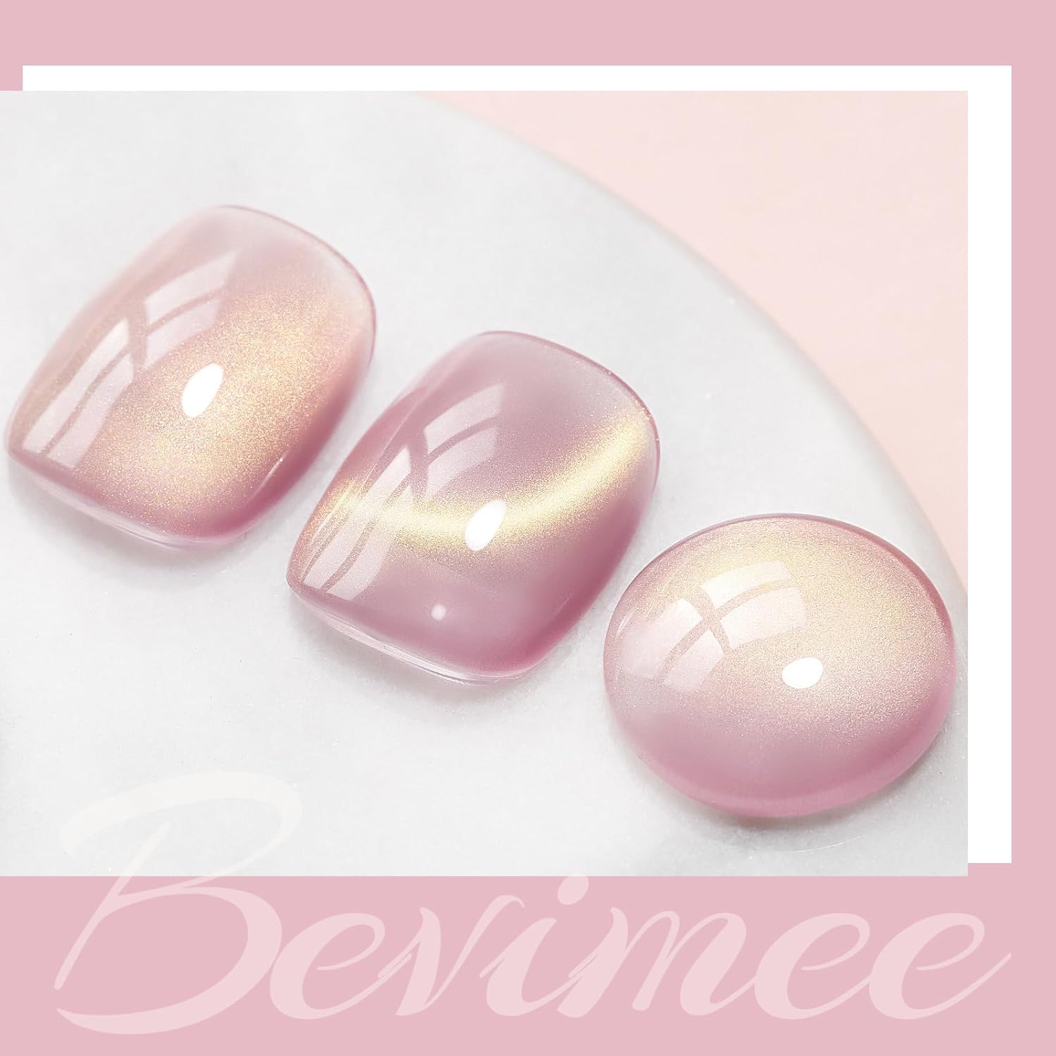 Cat Eye Gel Nail Polish Sheer Pink Glass Jelly Magnetic Nail Polish Gel Shimmer Glitter Gloss Shine Holographic Translucent Color For Nail Art Manicure DIY At Home 12ml-Velvo Beauty