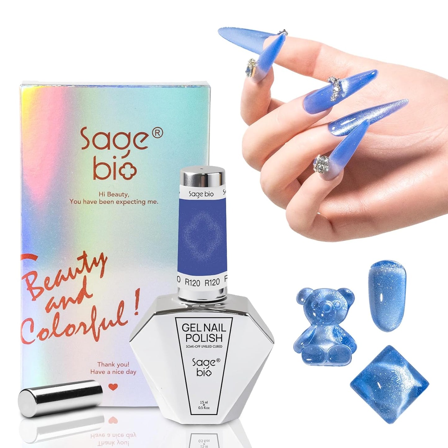 Multifunctional Cat Eye Gel Nail Polish, No Base or Top Coat Required, 15ml, Lasts Up to 4 Weeks, UV/LED Cured, Easy Application, R120-Velvo Beauty