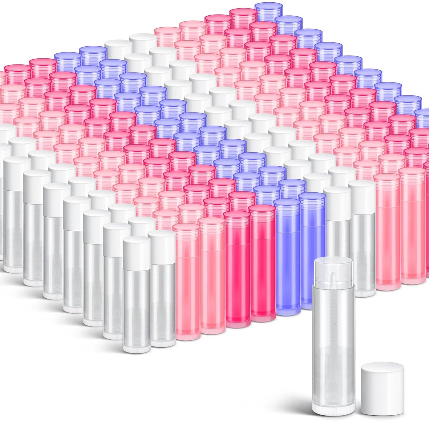 Nuanchu 200 Pcs Lip Balm Tubes Empty Lip Gloss Tubes Bulk Women 0.186 Oz/ 5.5 ml Lip Gloss Container Kit Clear PVC Lip Containers with Caps for DIY(Multicolor)-Velvo Beauty