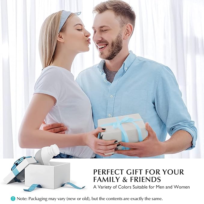 COSLUS Facial Cleansing Brush Silicone Face Scrubber: 7 in 1 FBS-D Electric Exfoliating Rotating Massage Device Waterproof Deep Cleaning Exfoliation Spa Machine - Electronic Skin Care Wash System-Velvo Beauty