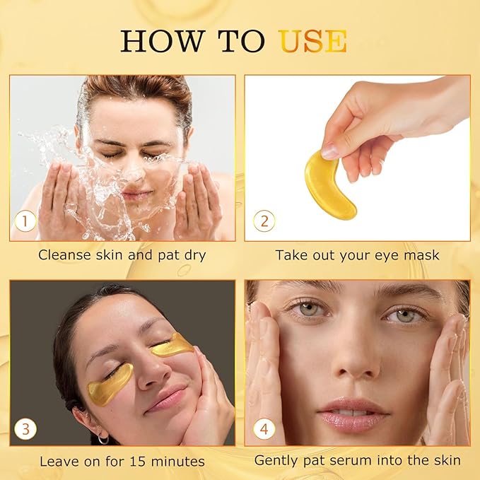 Under Eye Patches for Puffy Eyes and Dark Circles (20 Pairs), Under Eye Gold Mask with Hyaluronic Acid & Collagen to Reduce Wrinkles and Relieve Pressure, Eye Care Treatment for Men & Women Gift-Velvo Beauty