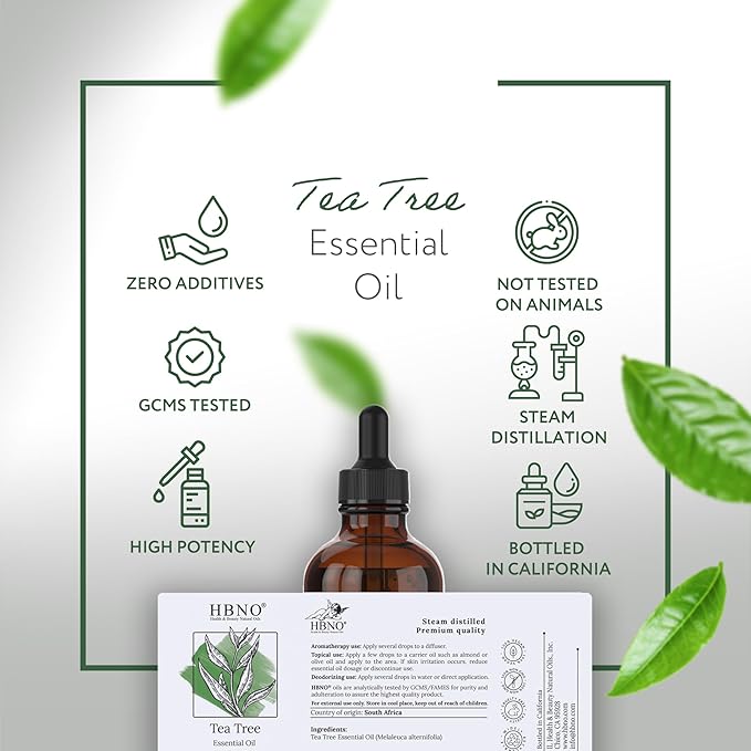 HBNO Tea Tree Oil for Skin 4oz (120 ml) - Bring Refreshing Aroma of Tea Trea Essential Oil - Perfect for Skin Therapy-Velvo Beauty
