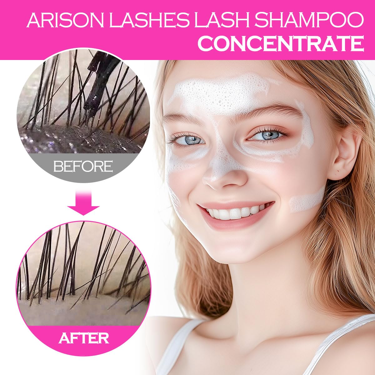 ARISON LASHES Lash Shampoo Concentrate for Lash Extensions 100ML Eyelash Cleanser Concentrate Oil-Free Eyelash Extension Shampoo with Salon Home Care(Cherry Blossom)-Velvo Beauty