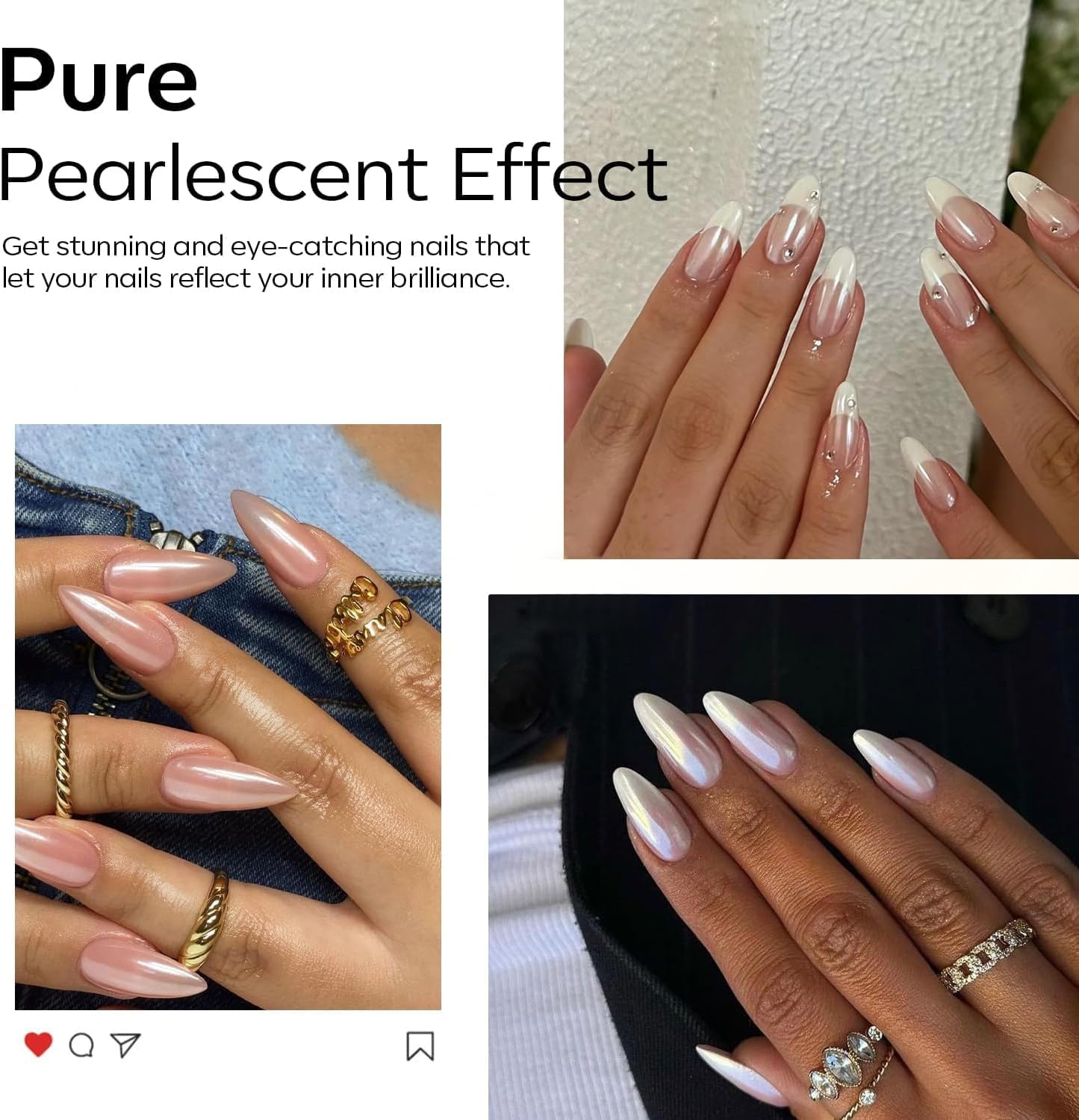 4pcs Chrome Nail Powder: Upgrade Silver Mermaid Effect White Chrome Nail Powder,Iridescent Aurora Holographic Nail powder Kit for DIY Nail Art Decorations(Laser,Green)-Velvo Beauty