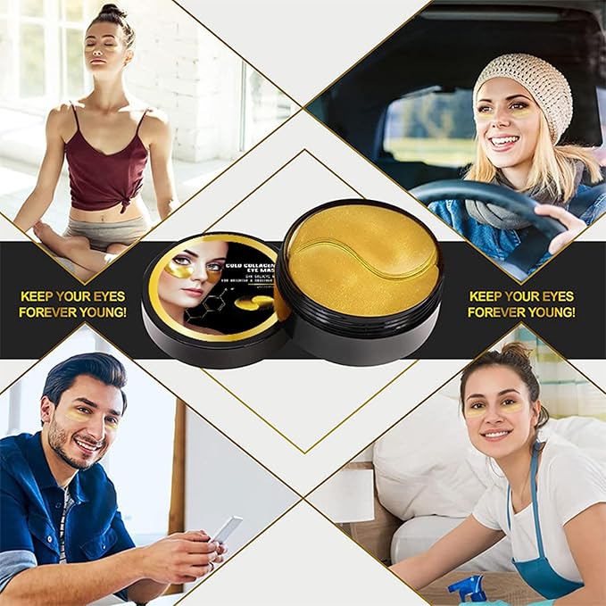 Under Eye Patches, 24K Gold Collagen Eye Mask for Puffy Eyes and Dark Circles Treatment, Under Eye Mask for Bags and Wrinkles, Eye Skin Care Pads for Beauty & Personal Care (60Pcs)-Velvo Beauty
