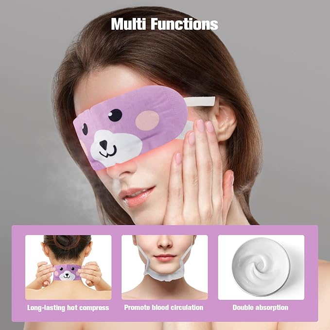 Steam Eye Mask for Dark Circles and Puffiness 20 Pcs, Lavender Disposable Eye Warm Compress for Dry Eyes, Soothing Headache Migraine, Stye Treatment, Relief Stress Eye Fatigue-Velvo Beauty