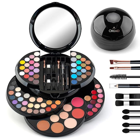 Color Nymph Makeup Kit For Teen Girls, Ball Case Full Kit Makeup Kit For Beginner Practice Professional Makeup Set with 60 colors eyeshadows, 11 colors lip glosses, Highlighter Bronzer Mascara etc-Velvo Beauty