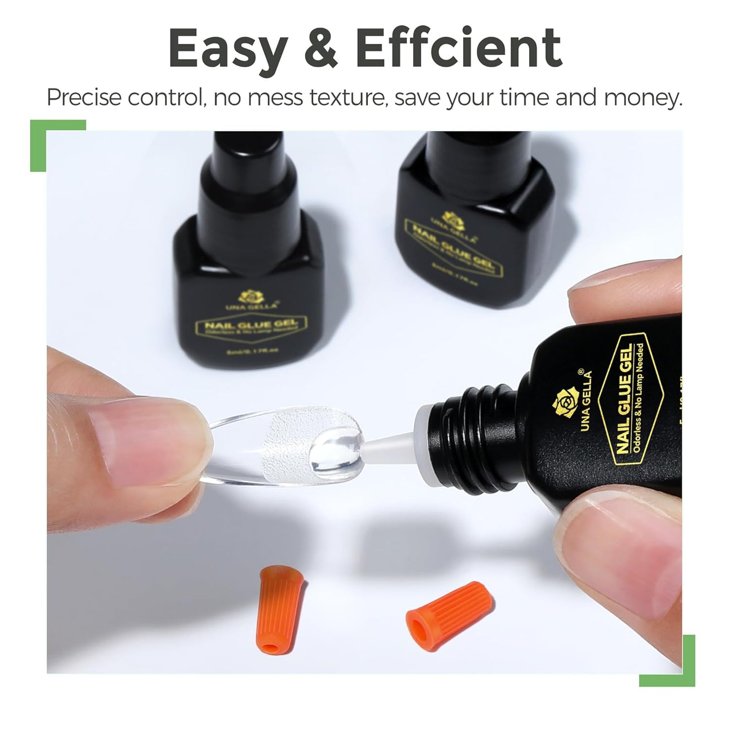 UNA GELLA Gel Nail Glue for Press Ons: 10s Fast Dry No U V Lamp Needed Glue Gel, 3pcs*5ml Upgrade Super Strong Nail Adhesive for Press on Nails, Nail Tips&Acrylic Nails-Maximum Strength, Long-lasting-Velvo Beauty