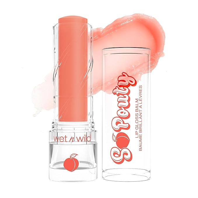 wet n wild Perfect Pout So Pouty Shine Tinted Lip Balm Peach Flavored, Hyaluronic Acid, Vegan Collagen, Moisturizing For Dry Lip Care, Pink (Pack of 2)-Velvo Beauty
