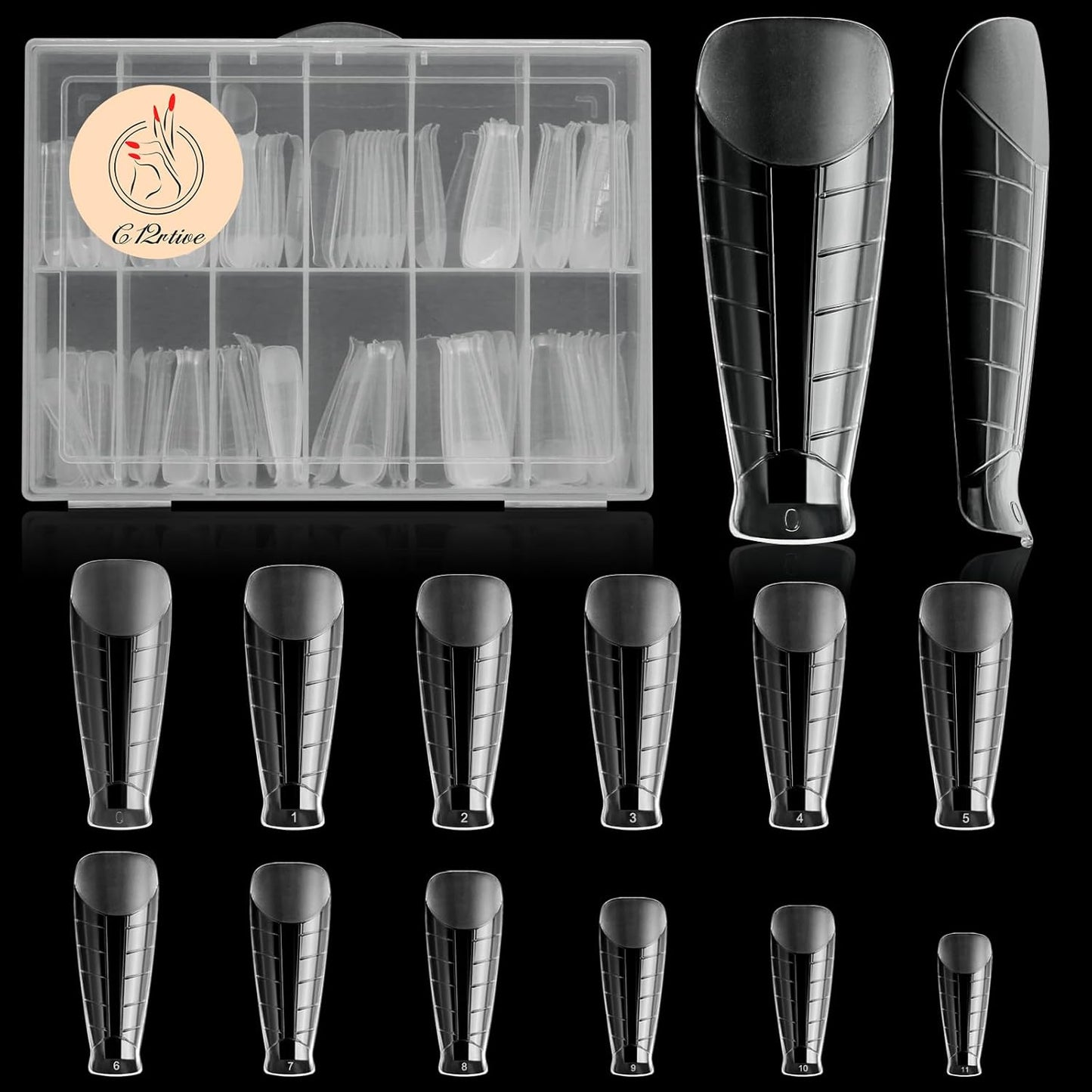 120Pcs Dual Nail Forms,T-Shape Extension Poly Nail Gel Nail Forms Full Cover Reusable Nail Molds 12 Sizes for Solid Nail Gel Glue Nail Art Design Salon&DIY-Velvo Beauty