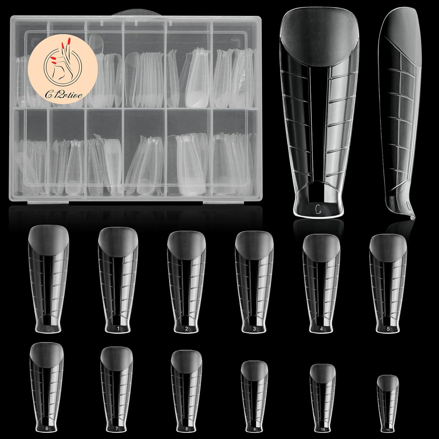 120Pcs Dual Nail Forms,T-Shape Extension Poly Nail Gel Nail Forms Full Cover Reusable Nail Molds 12 Sizes for Solid Nail Gel Glue Nail Art Design Salon&DIY-Velvo Beauty