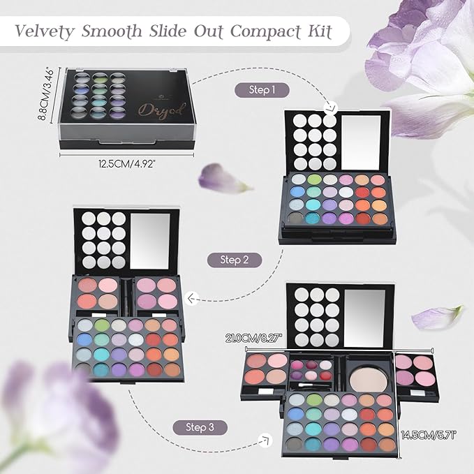 Color Nymph All In One Makeup Palette Set Kit,Portable Travel Makeup Kit for Girls with 24-Colors Eyeshadows Facial Blusher Lip Gloss Pressed Powder Mascara Brushes Mirror-Velvo Beauty