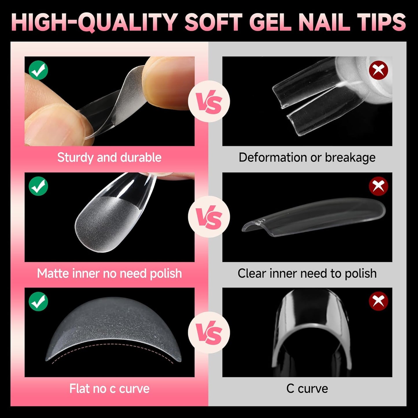 UNA GELLA Stiletto Gel Nails Press On Halloween 504Pcs Medium Almond Stiletto Clear Gel Nail Tips Full Cover Pre-matte Fake False Acrylic Nails for Nail Extensions Home Art Salon 12 Sizes-Velvo Beauty