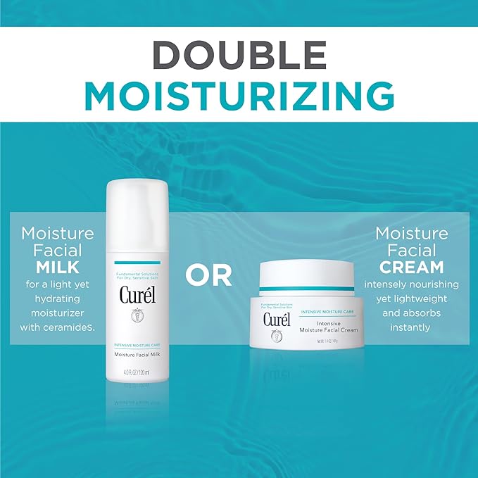 Curel Japanese Skin Care Moisture Facial Milk Moisturizer, Daily Face Lotion for Dry Sensitive Skin, pH Balanced, Unscented Advanced Ceramide Care Face Cream without Drying Alcohols, 4 oz-Velvo Beauty