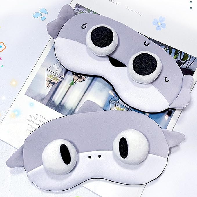 PERFECTSIGHT Fish Sleep Eye Masks, Cute Plush Sleep Eye Cover Lightweight Adjustable Eyeshade Faux Fur Mask Cover for Women Men Kids Sleep Travel Nap, Big Eye Girl, Sacabam-Velvo Beauty