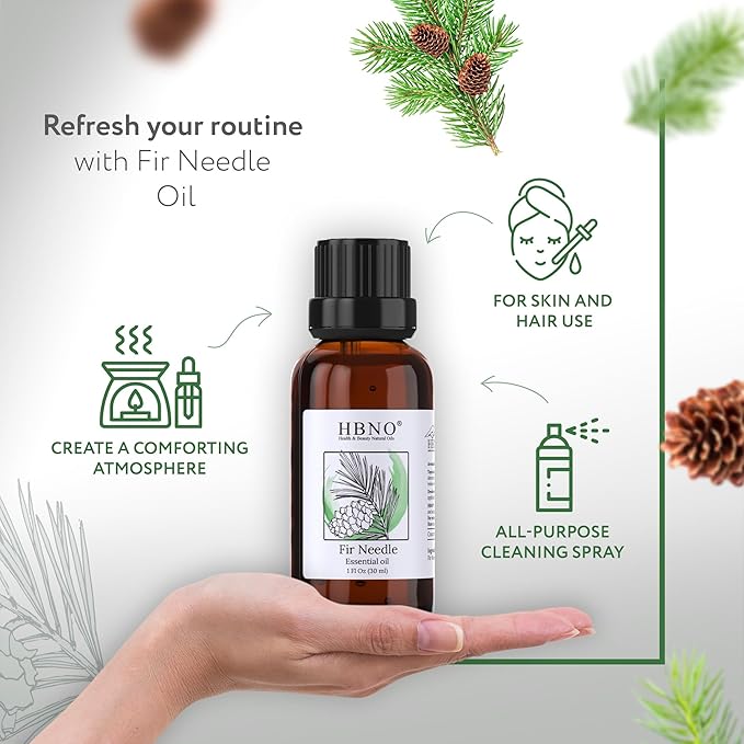 HBNO Fir Needle Essential Oil - 1 oz (30ml) Travel Size - Natural Fir Needle Oil - Perfect for Cleaning, Aromatherapy, DIY, Soap & Diffuser-Velvo Beauty