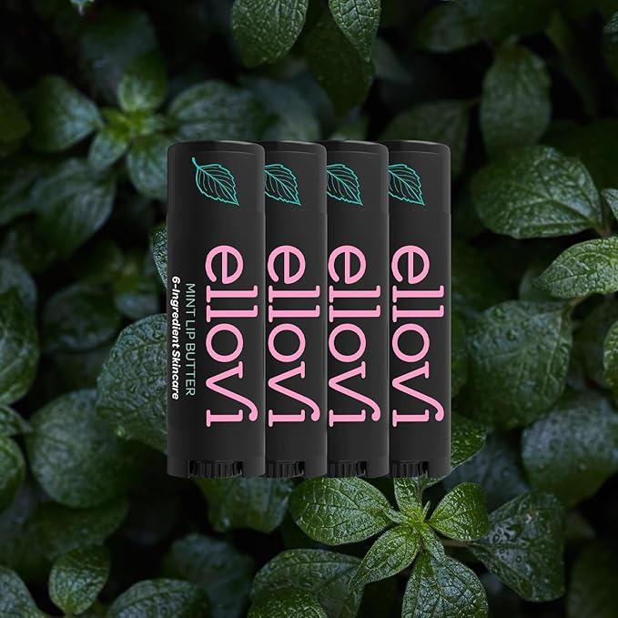 Natural Lip Butter Lip Balm - Mint - Pure Enough to Eat - Made With Just 6 Vegan Ingredients - Moisturizing Lip Care for All Day Hydration (4-Pack)-Velvo Beauty