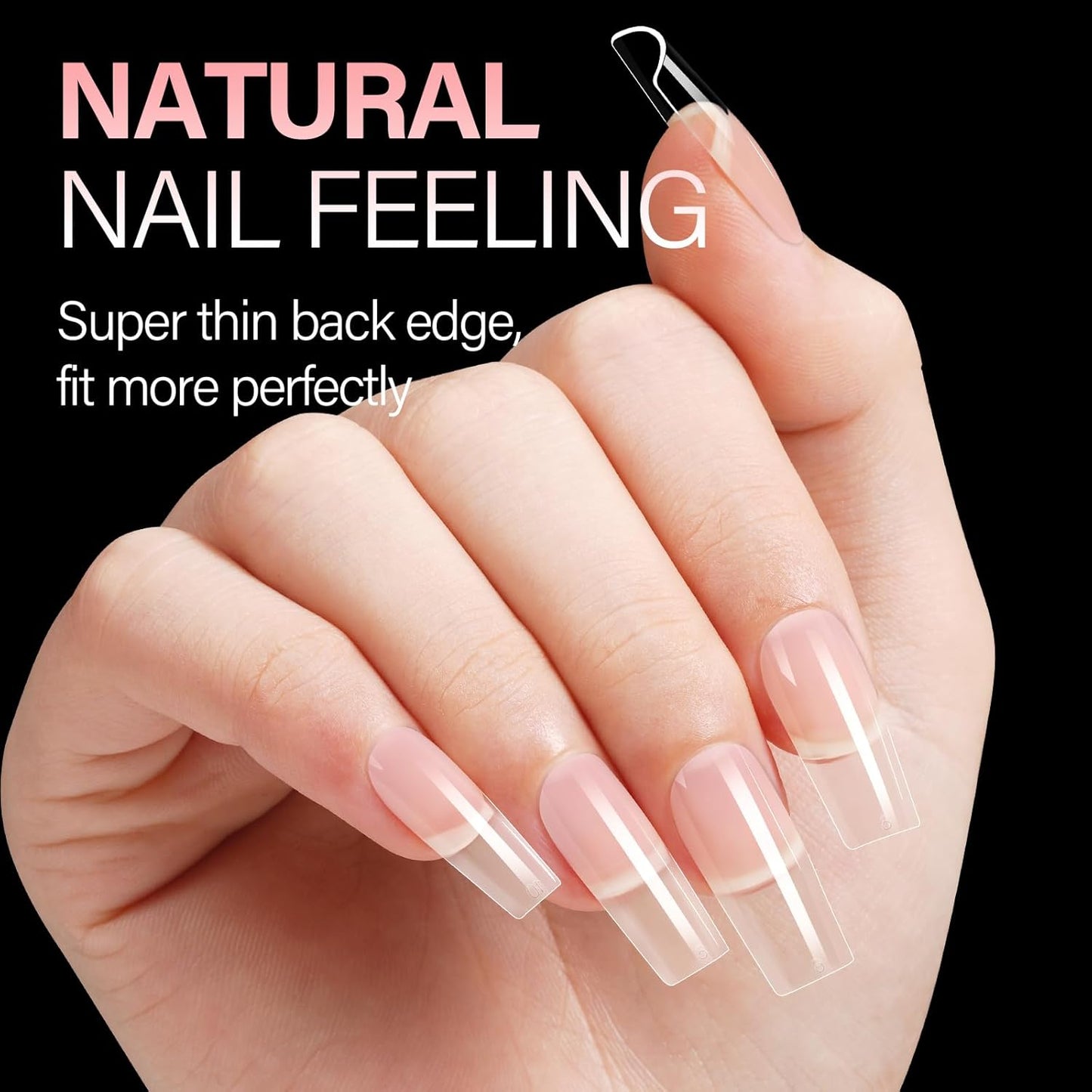 AILLSA Medium Square Nail Tips Full Cover Half Matte Tips Nail Clear Gelly Pre-Shaped Nail Tips Press On False Nail Tip Extension for Home DIY Manicure Salon 216PCS 12 Sizes-Velvo Beauty