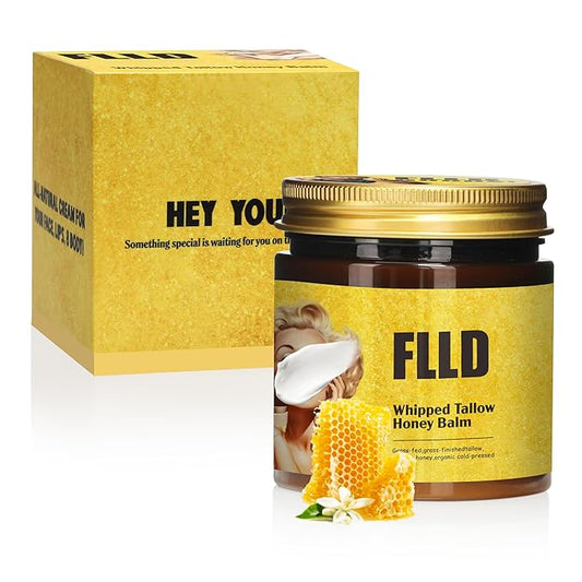 Organic Grass Fed Whipped Tallow and Honey Balm 4oz - Facial Cream, Lip Moisturizer, Body Balm-Velvo Beauty