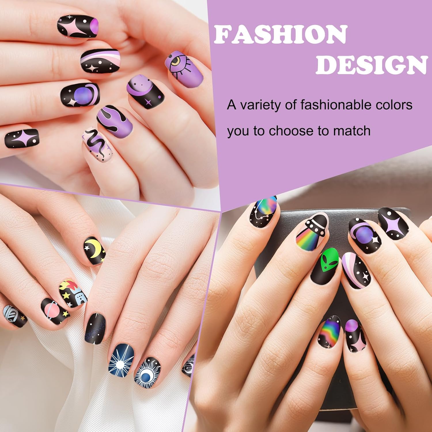 Whaline 6Pcs Outer Space Nail Plates Stamping Set Rocket Moon Planet Astronaut Stamp Templates Nail Art Plates for DIY Print Manicure Salon Design-Velvo Beauty