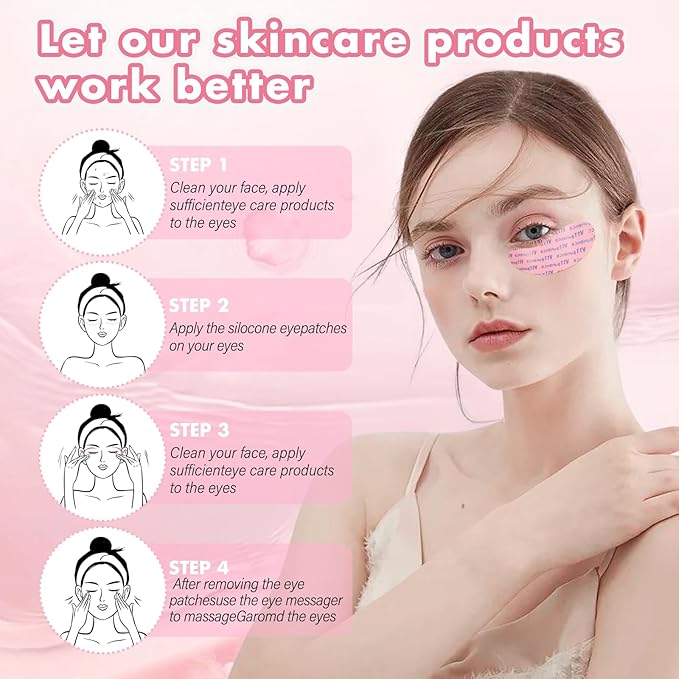 Under Eye Patches Silicone, 3 Pairs Reusable Under Eye Patches With Metal Eye Cream Applicator, Reusable Under Eye Mask Eye Pad For Minimize Fine Lines Wrinkles, Visible Metal Case-Velvo Beauty