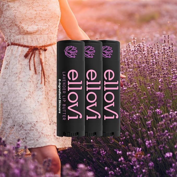 Natural Lip Butter Lip Balm - Lavender - Pure Enough to Eat - Made With Just 6 Vegan Ingredients - 100% Natural & Organic Moisturizing Lip Care for All Day Hydration (3-Pack)-Velvo Beauty