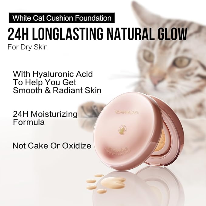 Moisture Air Cushion Cream Face Foundation Makeup, Lightweight, Full Dewy Coverage, Builable Glow, Finish Foundation with Hyaluronic acid, W01 Natural Warm For Dry Skin (Refill Included)-Velvo Beauty