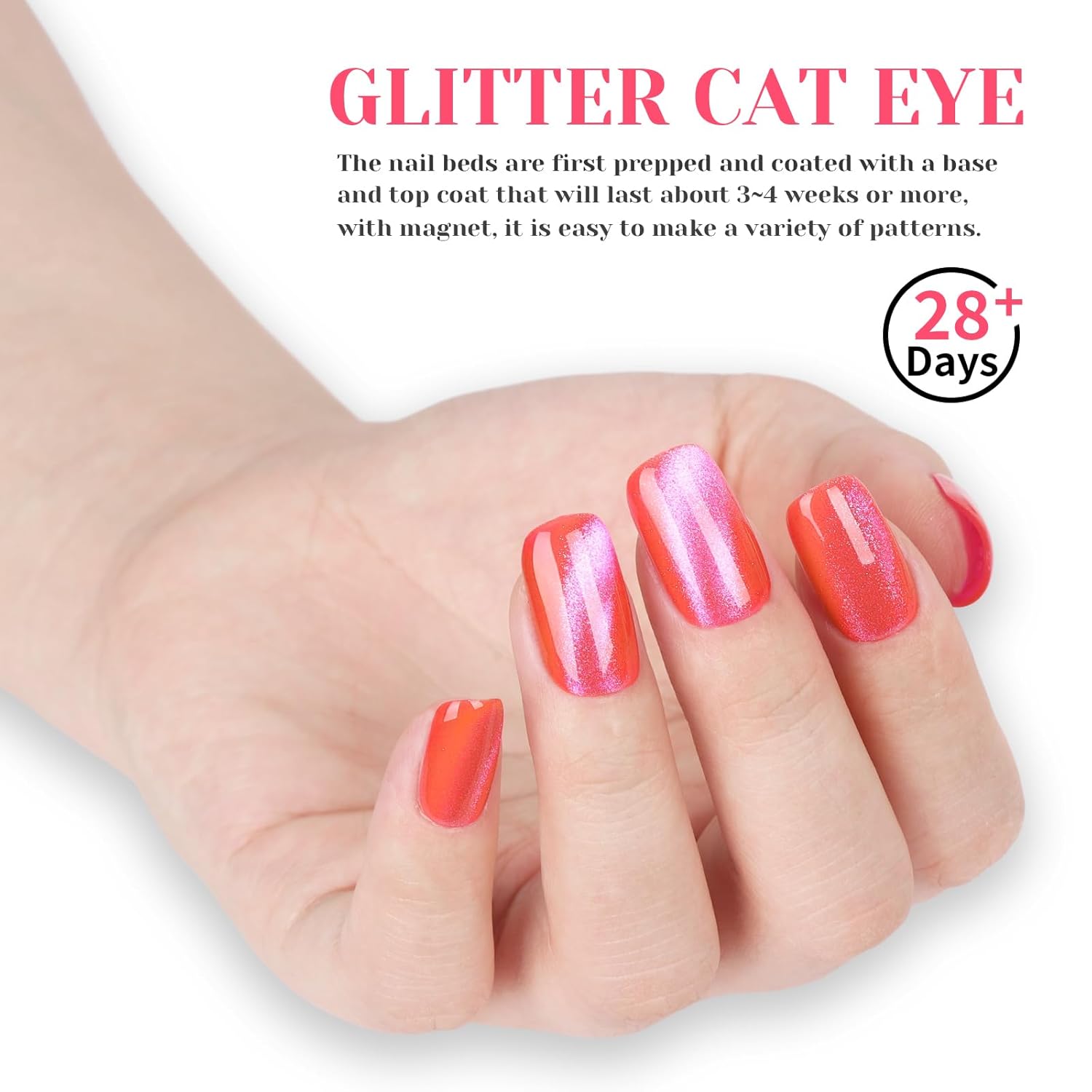 Neon Pink Cat Eye Gel Nail Polish - Perfect for DIY at Home & Ideal Gift for Nail Art Lovers!-Velvo Beauty