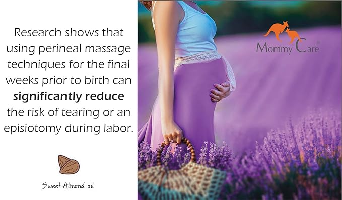 Mommy Care Perineal Massage Oil Labor Preparation, Flexible Perineal Massage Oil, Sweet Almond Oil For Pregnancy and Postpartum Recovery 100ml/3.38 fl.oz Certified Organic All Natural-Velvo Beauty