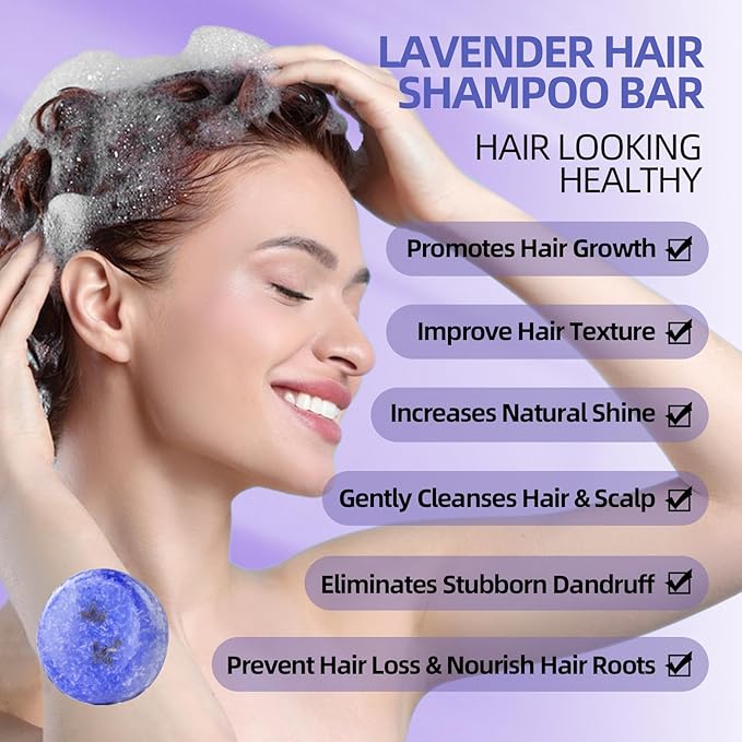 2 Pack Lavender Shampoo Bar,Solid Hair Bar And Conditioner Effect Hair Soap,Organic Shampoo Bars For Hair With All Natural Plant Based Essential Oils,Stocking Stuffers,Gifts for Women-Velvo Beauty