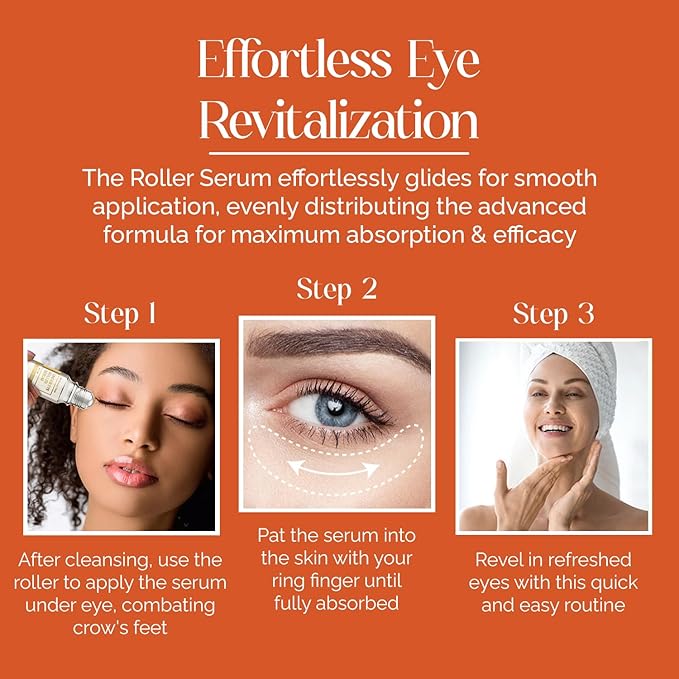 Eye Roller Serum with Vitamin C & Niacinamide - Eye Serum for Puffiness & Fine Lines - Anti Aging Korean Skin Care - 1.69 Fl Oz./50ml-Velvo Beauty